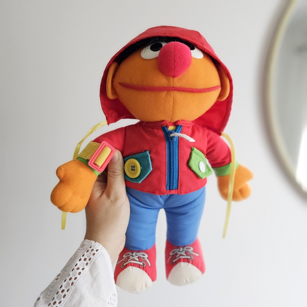 Rare 1989 Vintage Dress-Me-Up Ernie Sesame Street Muppet Learning Plush Toy 14"